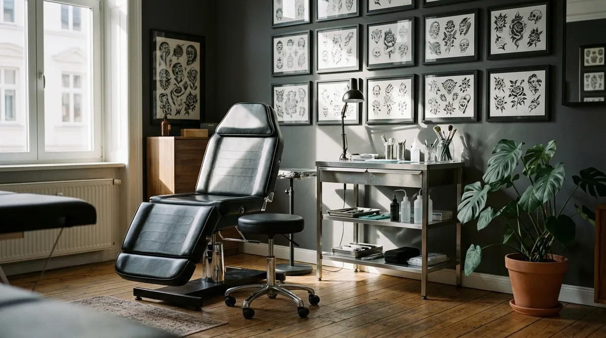 Salon de tatouage vide et soigné